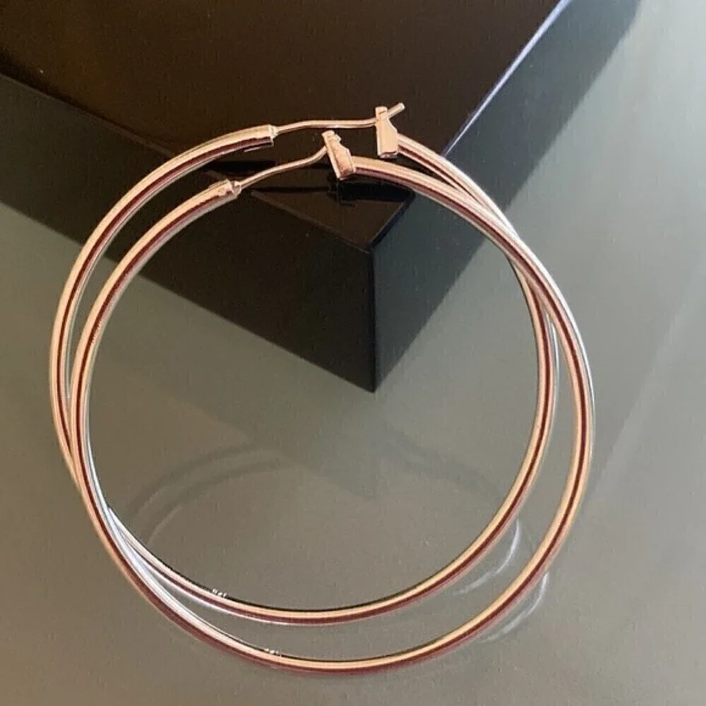 NEW STERLING SILVER Hoop Earrings 2 inch hoop MSRP: $129